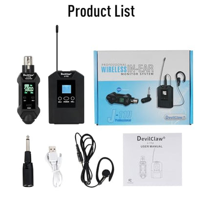 Wireless in Ear Monitor System with Transmitter Clip on Receiver Automatic Pairing in-Ear Monitoring for Studio,Guitar,DJ,Live Performance
