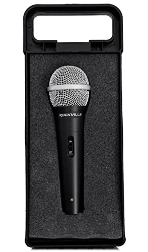 Rockville RMC-XLR Dynamic Metal Microphone with 2 Cables, 4-Pack | Neodymium, Unidirectional, XLR and 1/4 Connectors, 10 Ft OFC Copper, M-56 Cartridge, Mic Clip, Carry Case, DJ Handheld Wired