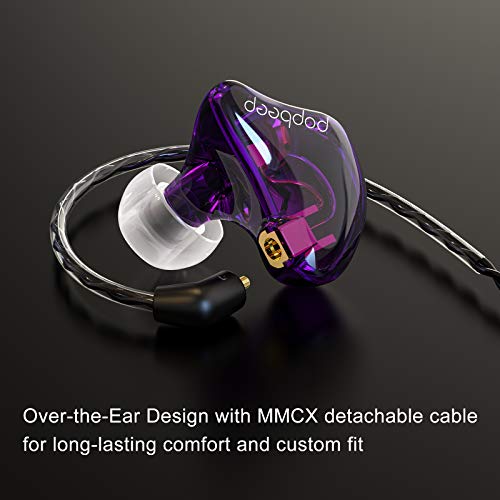 BASN Bsinger BC100 in Ear Monitor Headphone with Dual Drivers, Clear Purple | Noise Isolation Dynamic Drivers IEM Earphone with Detachable MMCX Cable for Singer Musician Drummer,Secure Fit Gaming Earbud - color: Purple