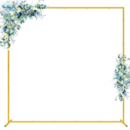 Wokceer Square Backdrop Stand Gold Metal Wedding Arch Stand 6.6FT x 6.6FT - color: Gold, size: 6.6FT x 6.6FT