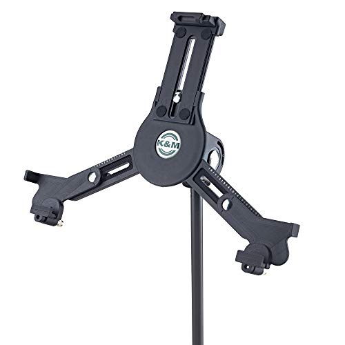 K&M - Konig & Meyer 19790.516.55 - Universal Tablet iPad Holder for Mic Stand - Switch Landscape to Portrait - Professional Grade for all Musicians - Studio or Remote Home Use - German Made - Black - size: 19790.516.55, style: K&M iPad Holders