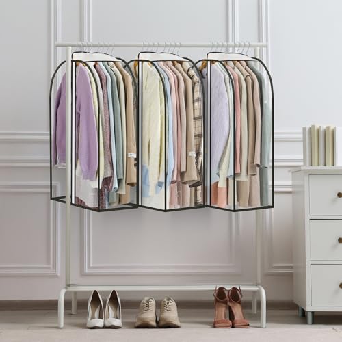 LANDNEOO 6 Pack Clear Garment Bags for Hanging Clothes with Zippers on Double Sides - 10'' Clothes Storage for Coat, Dress, and Fur in Closet - 32'' Long Suit Bags - size: 32 inch