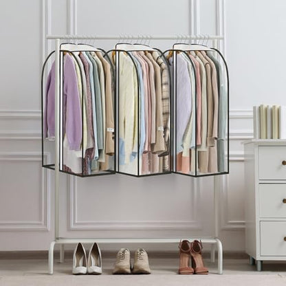 LANDNEOO 6 Pack Clear Garment Bags for Hanging Clothes with Zippers on Double Sides - 10'' Clothes Storage for Coat, Dress, and Fur in Closet - 32'' Long Suit Bags - size: 32 inch