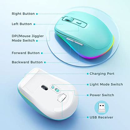 PEIOUS Wireless Mouse Jiggler, LED Mouse with Built-in Mouse Mover, Green - color: Mint Green