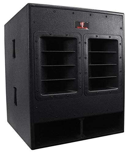 Rockville RBG18FA 18" Powered Folded Horn PA/DJ Subwoofer Bundle with Riser | 3000W Peak / 750W RMS, XLR/TRS Inputs, XLR Thru/High Pass Outputs, Variable Low Pass, ISO 12-18 Isolation Platform, 3-items