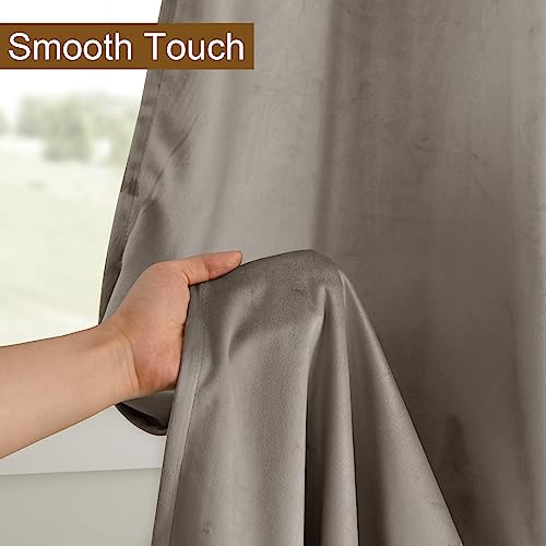 DWCN Velvet Curtains Taupe 63 inches Long- Room Darkening Light Blocking Window Drapes for Nursery Bedroom, Living Room, Tieable Solid Grommet Curtains & Drapes, W52 x L63, 2 Panels - color: Taupe, size: 52"W x 63"L (Pack of 2)