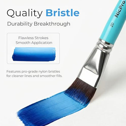 Nicpro Face Paint Brush Set, 7PCS Face & Body Painting Brushes | Synthetic Nylon Hair with Aqua Blue Handles, Makeup Paintbrush Kit for Kids, Halloween, Cosplay, School Events & Summer Camp - color: Blue