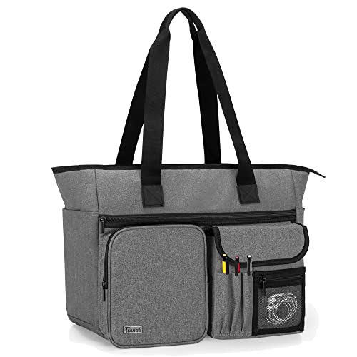 Trunab Teacher Tote Bag Work Bag with Multiple Pocket - color: Grey
