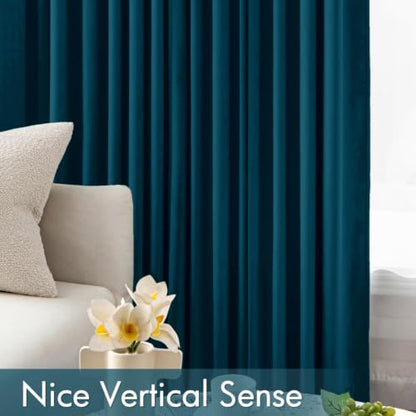 MIULEE Peacock Blue Velvet Curtains 63 Inch Long 2 Panels, W40 x L63 | Luxury Super Soft, Thermal Insulated, Room Darkening Drapes, Rod Pocket Design, Window Curtains for Bedroom Living Room - color: Peacock Blue, size: 40"W x 63"L (Pack of 2)