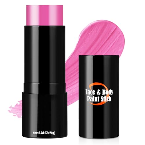 Drawdart Pink Halloween Face Body Paint Stick, Cream Blendable Halloween Face Body Makeup Paint, Non-Toxic Oil Based Stick for SFX Special Effects Cosplay Makeup - color: Pink