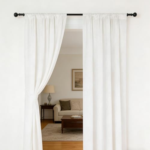 nanbowang Bleach Velvet Curtains - 42 Inches Width 96 Inches Long Soft Curtain Rod Pocket Thermal Insulated Window Treatment for Bedroom 2 Panels - color: Bleach, size: 42"W x 96"L (Pack of 2)