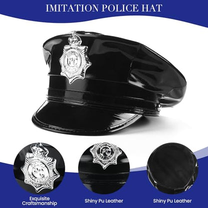 Police Costume Accessories, Adjustable Cop Hat for Adult Woman Police Officer Theater Dress Up, Theme Party, Halloween costume Accessories