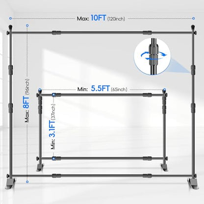 EMART 10x8ft Backdrop Banner Stand Adjustable Backdrop Stand Heavy Duty - size: 10 x 8FT