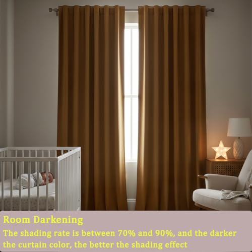 Timeper Gold Brown Velvet Curtains W62 x L84 inches 2 Panels, Light Blocking Curtains for Bedroom Living Room Thermal Insulated Luxury Super Soft Window Drapes,Back Tab & Rod Pocket - color: Gold Brown, size: 62"W x 84"L (Pack of 2)