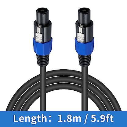 Poyiccot Speakon Cables 6ft, Speakon Male to Male Cable, Professional 18Guage AWG Audio Cord 16mm² Coper Wire Speaker Cable for DJ Speaker & Amplifier with Twist Lock (Pack of 2) - size: Speakon male to male cable 6ft (Pack of 2)