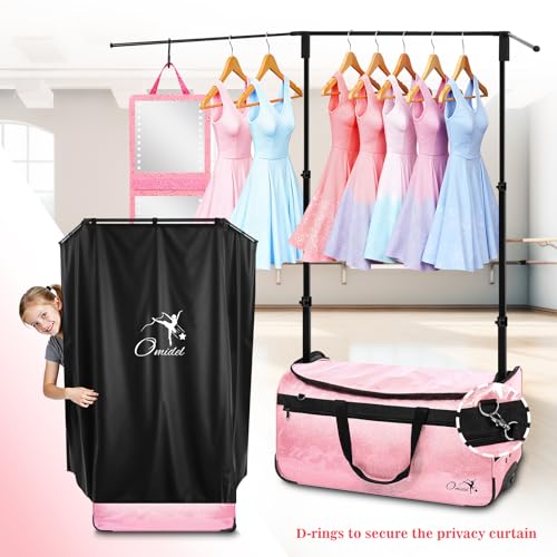 Dance Bag with Garment Rack and Curtain, 28" Dance Competition Duffle Bag | Glitter Waterproof Fabric | Portable Dance Changing Room Suitcase for Dancers, Athletes and Cheerleaders - color: 28" Glitter Pink