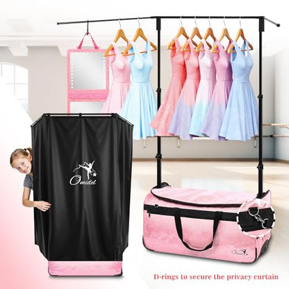 Dance Bag with Garment Rack and Curtain, 23" Dance Competition Duffle Bag | Glitter Waterproof Fabric | Portable Dance Changing Room Suitcase for Dancers, Athletes and Cheerleaders - color: 23" Glitter Pink