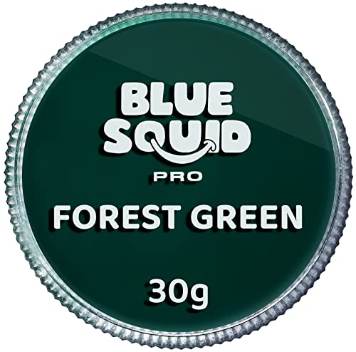 Blue Squid Face Paint Water Based Single Cake Professional Face Paint & Body Paint - Water Activated, Kids Adults Face Painting for Costume, Halloween Makeup, Cosplay - Forest Green Face Paint 30g - color: Classic Forrest Green 30g