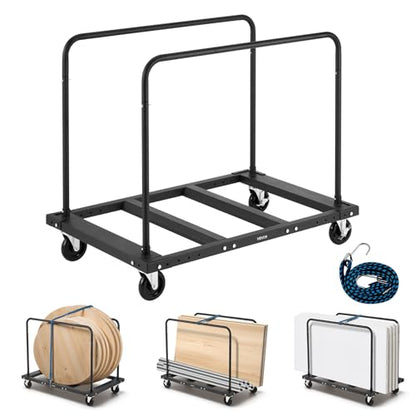 VEVOR Folding Table Cart, Heavy Duty Table Trolley with 5" Swivel Wheels, 1800 LBS Drywall Dolly Cart for Garage, Home, Warehouse, Party Event Hotel Furniture 10 Table Capacity | 1800 LBS Steel Drywall Dolly Cart for Garage, Home, Warehouse, Party Event H