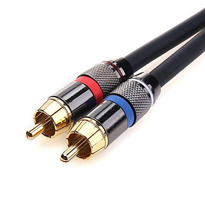 Tisino 2 RCA to 1/4" TRS Stereo Audio Y Splitter Insert Cable, 10 FT/3m | 1/4" TRS to 2 RCA Male Stereo Patch Cable for Mixers, Amplifiers, Speakers, Gold-Plated Shielded 20 AWG OFC Lead - size: 10 feet