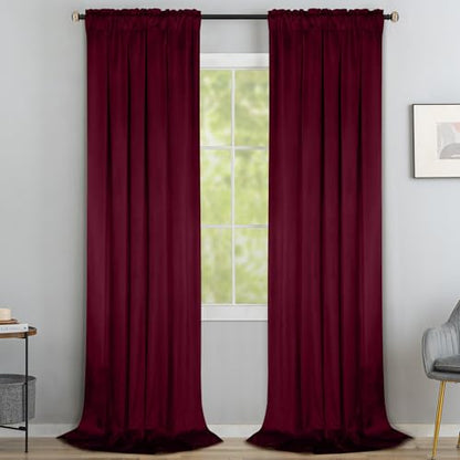 Yakamok Wine Red Room Darkening Velvet Curtains 84 Inch Long Living Room | Luxury soft velvet, 2 panels 40x96 inch, for bedroom study, window drapes rod pocket,light blocking,Thermal Insulated - color: Wine Red, size: 40"W x 96"L (Pack of 2)