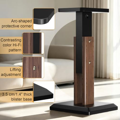 Height Adjustable Speaker Stands Pair 17.7 to 25.6 Inch, Wood Grain - color: Wood, size: 17.7''to 25.6''