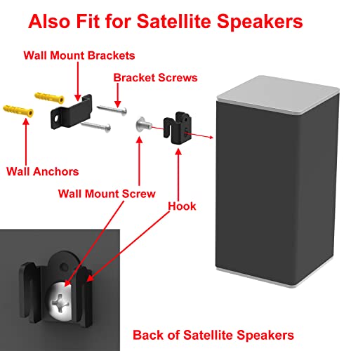 Soundbar Wall Mount Bracket for Vizio Soundbar, Speaker Wall Mounts for Surround Sound or Bookshelf Speakers, Wall Mounting Bracket Works with Most Speakers and Soundbars