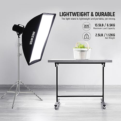 NEEWER Upgraded 75"/190cm Light Stand Stainless Steel Spring Loaded, Foldable Photography Tripod Stand with Stronger Tube Joints for Strobe Softbox LED Ring Light, Max Load 13.5lb/6.5kg, ST-190SS | Foldable, Photography Tripod Stand, Stronger Tube Joints,