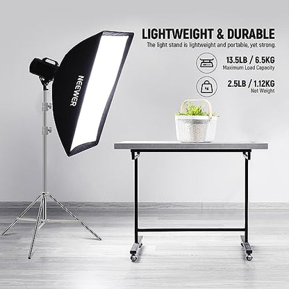 NEEWER Upgraded 75"/190cm Light Stand Stainless Steel Spring Loaded, Foldable Photography Tripod Stand with Stronger Tube Joints for Strobe Softbox LED Ring Light, Max Load 13.5lb/6.5kg, ST-190SS | Foldable, Photography Tripod Stand, Stronger Tube Joints,