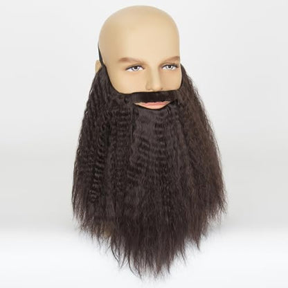 Yan Dream Long Synethetic Fake Beard Wizard Fake Beard and Mustache for Adult Cosplay Halloween Party - color: Brown
