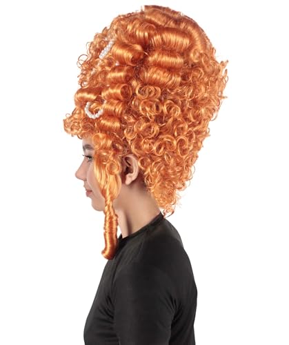 HPO Adult Women's Pumpkin Baroque French Revolution Queen Marry Wig, Best for Halloween, Flame-retardant Synthetic Fiber. - color: Golden Brown