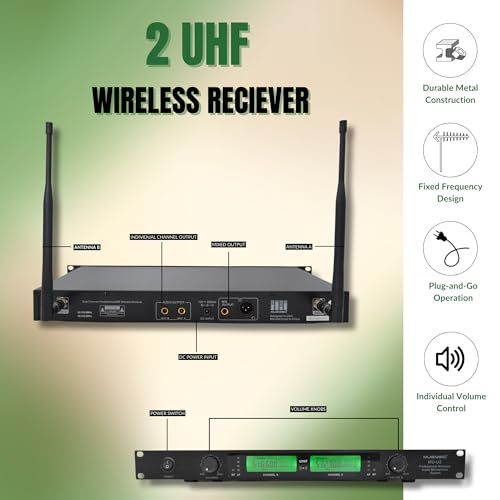 MUSYSIC 2-Channel Professional Wireless UHF Microphone System - size: 2-Channel