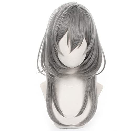 Anime Grey Long Wigs Women Straight Hair with Bangs COS Adult Game F!Trailblazer Cosplay Wigs Halloween,Christmas,Comic con,Game Show,Party - color: Gray W
