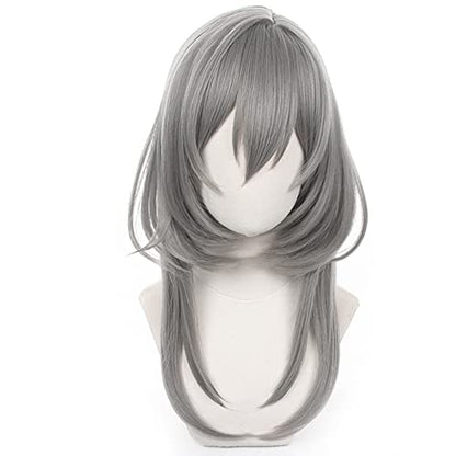 Anime Grey Long Wigs Women Straight Hair with Bangs COS Adult Game F!Trailblazer Cosplay Wigs Halloween,Christmas,Comic con,Game Show,Party - color: Gray W