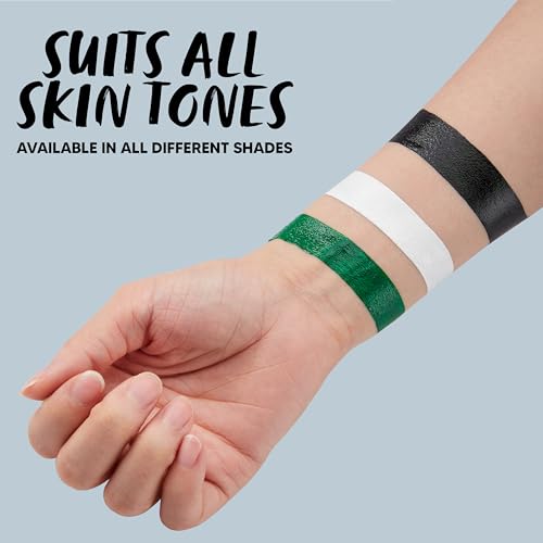 Spooktacular Creations Halloween Makeup Palette 3 Colors Face Body Paint with Brush for Zombie Skeleton Clown Witch Football Baseball Sports SFX Costume Cosplay Dress Up (7 Oz, White Black Green) - color: White Black Green