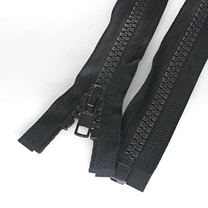 Leekayer 2PCS #5 27" Separating Zipper for Sewing Coats Jacket Zipper Black | 68cm Black Molded Plastic Zippers Bulk (27" 2pc) - color: Black, size: 27"