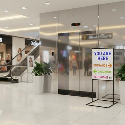 Sign Holder Floor Stand, 24×36 Inch Heavy Duty Floor Standing Sign Holder, Sliding Double Sided Poster Stand, Sign Stand for Mall Ads, Trade Shows, Road Signs (Black，24×36)