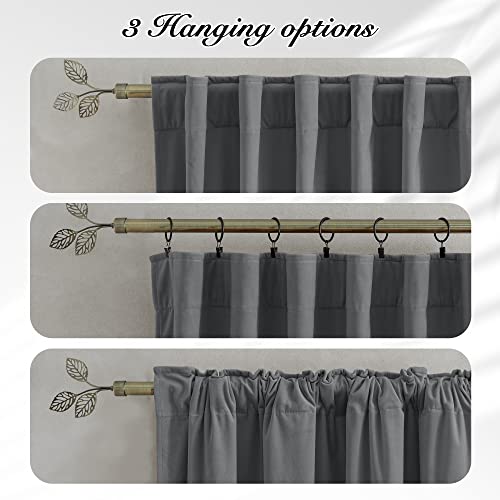 Pony Dance Dim Gray Velvet Blackout Curtains - Rod Pocket Back Tab Thick Plush Heavy Thermal Insulated Drapes for Living Room/Bedroom, 52Wx 84L, 2 Panels - color: Dim Gray, size: 52"W x 84"L (Pack of 2)