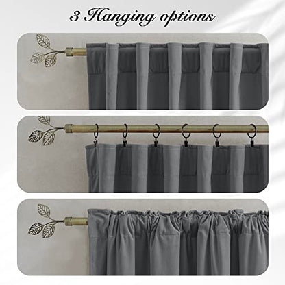Pony Dance Dim Gray Blackout Velvet Curtains 96 inches Long - Block Light Thermal Insulated Velour Rod Pocket Drapes for Bedroom and Living Room, Dim Gray, W52 x L96, 2 Panels - color: Dim Gray, size: 52"W x 96"L (Pack of 2)