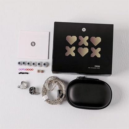 Linsoul SIMGOT EW300 1DD+1Planar+1PZT Hybrid Driver IEMs, Standard Edition | HiFi Wired Earbuds, Gaming Earbuds with Detachable Nozzles, Silver-Plated OFC In Ear Monitor Cable for Audiophile Musician - style: EW300 Standard