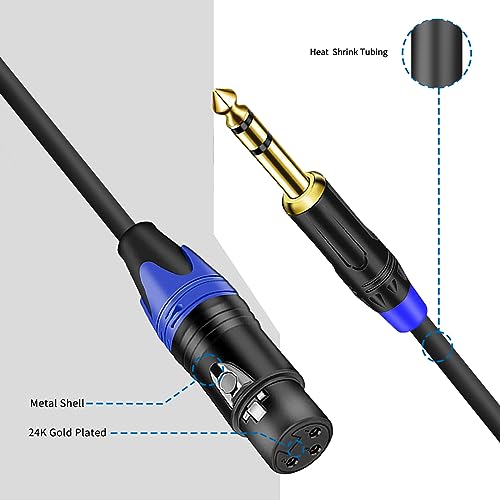 (2Pack / 10 FT) XLR to 1/4 TRS Stereo Adapter,XLR Female to 1/4 Inch (6.35mm) Balanced Microphone Stereo Audio Converter AdapterCable for Mixer Microphone Active Speakers - color: 10 feet-2Pack