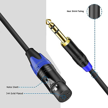 (2Pack / 10 FT) XLR to 1/4 TRS Stereo Adapter,XLR Female to 1/4 Inch (6.35mm) Balanced Microphone Stereo Audio Converter AdapterCable for Mixer Microphone Active Speakers - color: 10 feet-2Pack