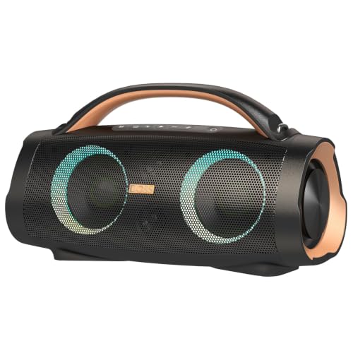 DOSS Extreme Boom+ Loud Bluetooth Speaker with 100W Stereo Sound, Extra Bass, 20H Playtime, Party-Sync Led Lights, Built-in Power Bank, IPX6 Waterproof Outdoor Speaker for Camping, Travel-Copper Gold - color: Gold