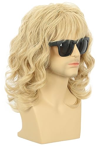 karlery California 70s 80s Rocker Wig Men Women Long Curly Blonde | Halloween Costume Anime Wig - color: Blonde
