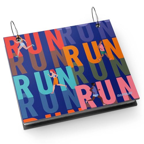 Gone For a Run BibFOLIO Race Bib Album - Run The Miles - 9.5x8 | Wood Cover, Twist Cable Rings, Race Bib Holder, Holds Up to 100 Bibs, Includes 12 Vinyl Sleeves, Marathon Runner Gift - color: Run The Miles
