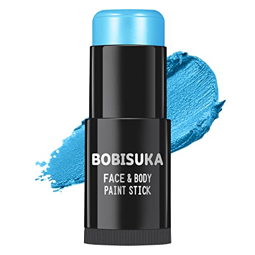BOBISUKA Light Blue Face Paint Stick, Baby Blue Eye Black Body Sticks for Sports, Waterproof Painting for Halloween Avatar Corpse Bride Smurf Cosplay Special Effects Costume SFX Makeup Kit - color: Light Blue