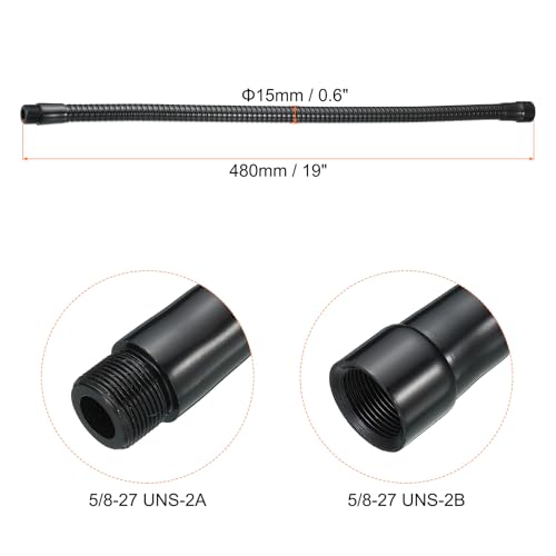 PATIKIL 19" Microphone Gooseneck, 5/8"-27 Thread Metal Universal Hose Flexible Arm Gooseneck Tube Extension for Multifunction DIY, Black - color: Black, size: 19"