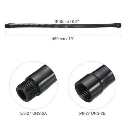 PATIKIL 19" Microphone Gooseneck, 5/8"-27 Thread Metal Universal Hose Flexible Arm Gooseneck Tube Extension for Multifunction DIY, Black - color: Black, size: 19"