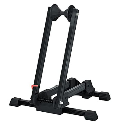Sports Foldable Alloy Bicycle Stand Bike Floor Parking Rack Steady Wheel Holder Fit 20"-29" BikesIndoor Home Garage Cycling Storage Organizer Cycle Tires Rack Holder for Mountain and Road Bike