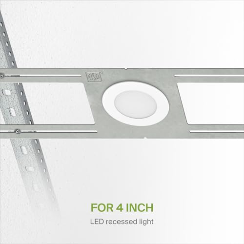 ASD 6 Pack New Construction Mounting Plate Round Hole - 4 Inch Flat Galvanized Steel Wafer Light Rough in Plate, Shallow Light Fixture Mounting Bracket for LED Recessed Lighting - color: Symmetric 4", size: 6 Pack